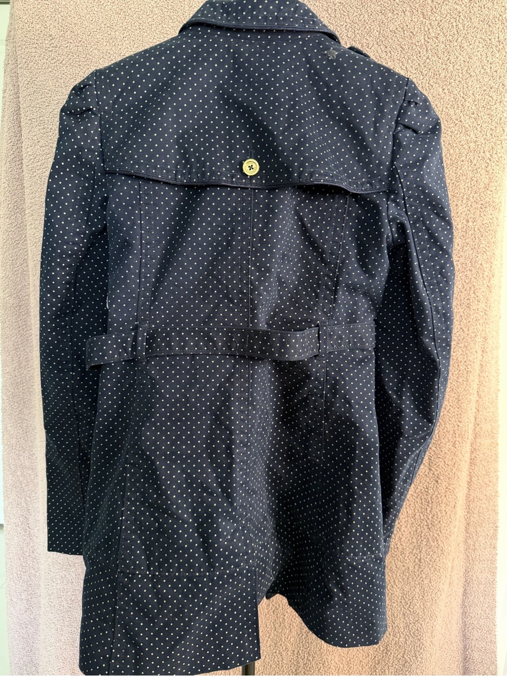 Juicy Couture Women's Navy Polka Dot Trench Coat - Picture 2 of 5